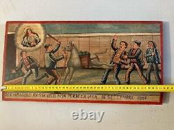 Very Beautiful Oil Painting on Wood Ex Voto Art 1866 Italy Catholic Copy