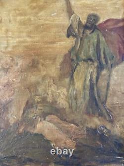 Very Beautiful Oil Painting on Wood Hog Mythology Man Art 1940 to Identify