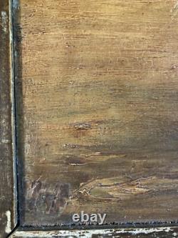 Very Beautiful Oil Painting on Wood Hog Mythology Man Art 1940 to Identify