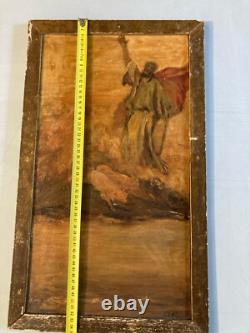 Very Beautiful Oil Painting on Wood Hog Mythology Man Art 1940 to Identify