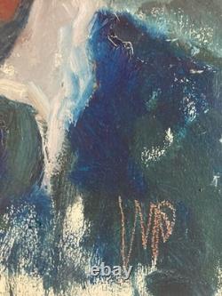 Very Beautiful Oil Painting on Wood Panel Man Portrait 1960 Old Signed Art