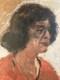 Very Beautiful Oil Painting On Wood Panel, Woman Portrait, 1950, Vintage Glasses