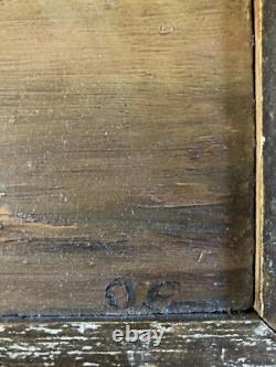 Very Beautiful Oil Painting on Wood Pig Mythology Man Art 1940 To Be Identified