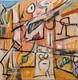 Very Beautiful Oil On Wood Abstract Composition Signed