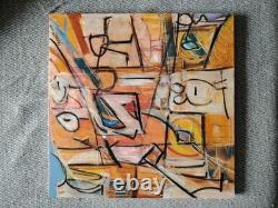 Very Beautiful Oil on Wood Abstract Composition Signed
