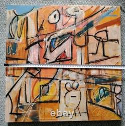 Very Beautiful Oil on Wood Abstract Composition Signed