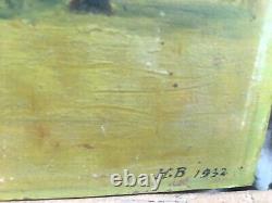 Very Beautiful Painting 1932 Tree Oil Panel Wood Hsp To Identify Signed Back