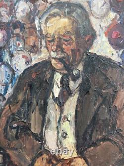 Very Beautiful Painting 1960 Oil on Wood Maurice Vagh-Weinmann Man Portrait