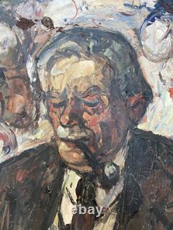 Very Beautiful Painting 1960 Oil on Wood Maurice Vagh-Weinmann Man Portrait