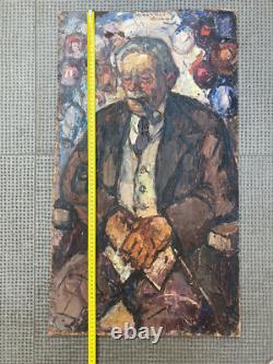 Very Beautiful Painting 1960 Oil on Wood Maurice Vagh-Weinmann Man Portrait