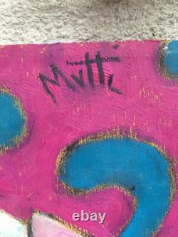 Very Beautiful Painting Mutti Self-Portrait 1980 Fauve Free Figuration Oil on Wood