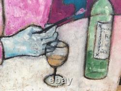 Very Beautiful Painting Mutti Self-Portrait 1980 Fauve Free Figuration Oil on Wood