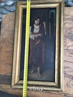 Very Beautiful Painting Orientalist Portrait Woman On Wooden Panel Signed Gerard