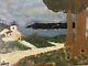 Very Beautiful Painting Wood Panel Outsider Raw Art Landscape Church Tree 1974