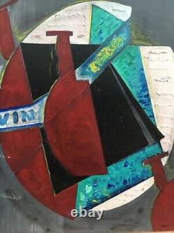 Very Beautiful Still Life Cubist Painting Oil On Panel Hsp By Paul Cham