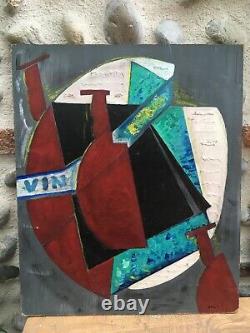 Very Beautiful Still Life Cubist Painting Oil On Panel Hsp By Paul Cham