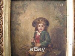 Very Pretty Oil On Wood 19th Young Flutist Italian, Neapolitan Signed