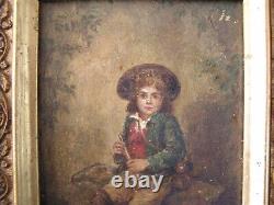 Very Pretty Oil On Wood 19th Young Italian Flutist, Napolitain Signed