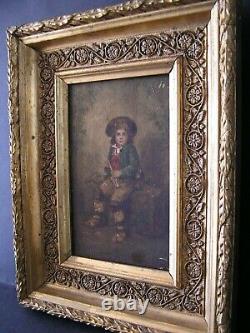 Very Pretty Oil On Wood 19th Young Italian Flutist, Napolitain Signed