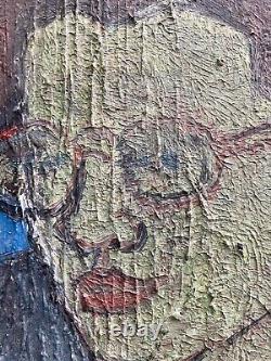 Very beautiful fauve oil painting on wood panel woman portrait 1950 fauvism