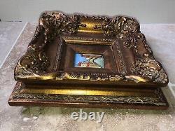 Very beautiful painting, oil on wood, solid wood frame