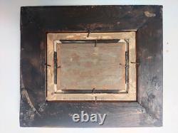 Very beautiful small marine painting in oil on wood 10x14 cm signed Sauzade 1902