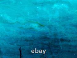 Very beautiful small oil painting of a seascape on wood 26x14 cm signed
