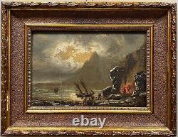 Vibrant Seaside Oil Painting on Wooden Panel, late 19th to early 20th Century
