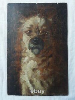 Victor De Grandchamp Portrait Of Dog Antique Painting By Dog XIX Oil Painting