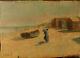 Vidal, Painter To Identify, Beach Scene, Oil On Panel, Early 20th Century