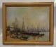 View Of Oil Burgundy Port On Wood Signed