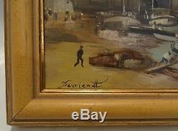 View Of Oil Burgundy Port On Wood Signed