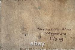 View of Mont Blanc from Argentière, 1949, oil, signed E. Colliex, Chamonix