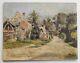 Village In Ruins And Abandoned Old Painting Oil On Beveled Wooden Panel