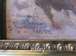 Vincent De Paredes. Tauromachie. Panel Xixth 15x9,5cm. Spanish Paint. Arenas