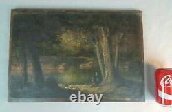 Vincent Manago (1880-1936) Oil On Wood Underwood Barbizon Forest Painting