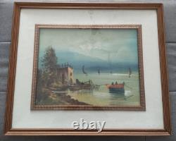 Vintage Frame Oil Painting on Canvas Signed GIORDANO Wooden Frame 62x52 CM
