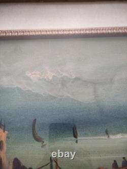 Vintage Frame Oil Painting on Canvas Signed GIORDANO Wooden Frame 62x52 CM