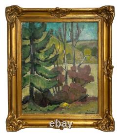 Vintage Oil Canvas Painting, Landscape Scenery Trees Nature Sky, Signed