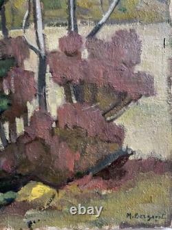 Vintage Oil Canvas Painting, Landscape Scenery Trees Nature Sky, Signed