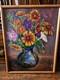 Vintage, Oil On Wood Panel, Still Life Flowers Signed