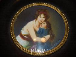 Vintage Old Table Round Peinture Miniature Madame Vigee Le Brun And Her City