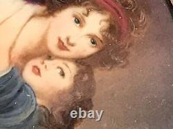 Vintage Old Table Round Peinture Miniature Madame Vigee Le Brun And Her City