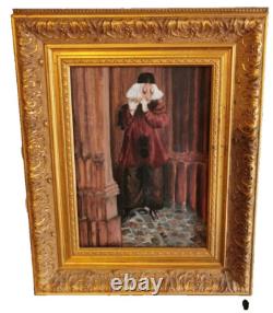 Vintage oil on canvas Venice The Beggar 50x40cm signed J. De L