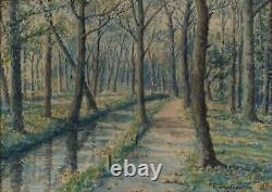 Watercolor or oil on panel R. Gautron or Gautran undergrowth 1940 A4889