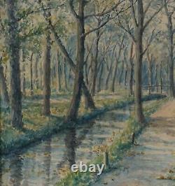 Watercolor or oil on panel R. Gautron or Gautran undergrowth 1940 A4889