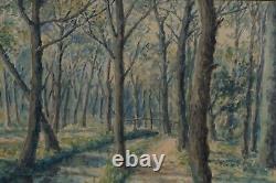 Watercolor or oil on panel R. Gautron or Gautran undergrowth 1940 A4889
