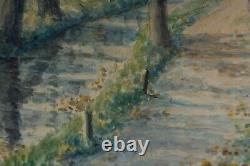 Watercolor or oil on panel R. Gautron or Gautran undergrowth 1940 A4889