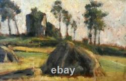 Werner Gilles (1894-1961) Oil on wood Signed Haystacks Germany XX