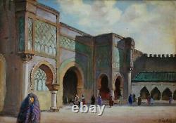William Biehn 1911-1995. Great & Beautiful Orientalist. Meknes & Bab Mansour (maroc)